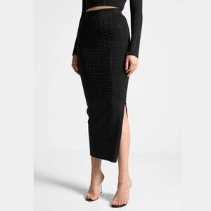 Maniere De Voir black rhinestone midaxi skirt